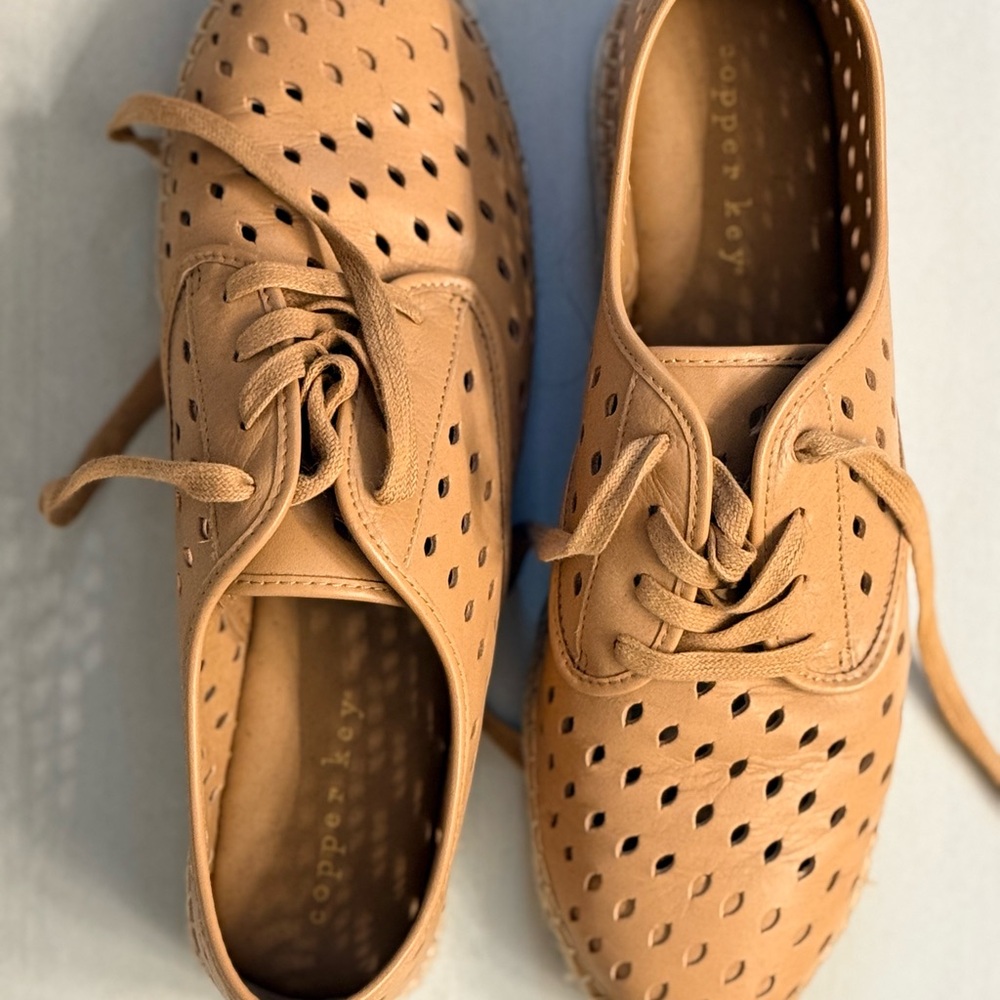 Copper Key Caramel Perforated Lace-Up Loafer